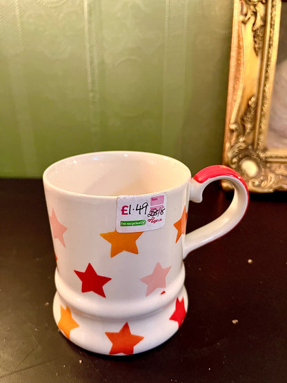 Orange Star Ceramic Mug – White Coffee Cup