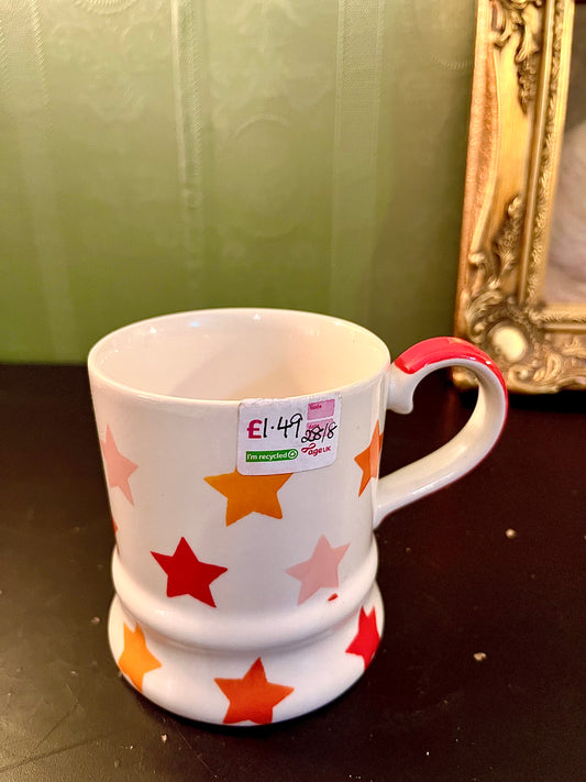 Orange Star Ceramic Mug – White Coffee Cup