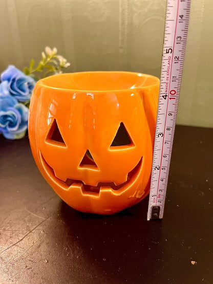 Orange Ceramic Halloween Pumpkin Oil Burner | Jack O Lantern Wax Melt Holder