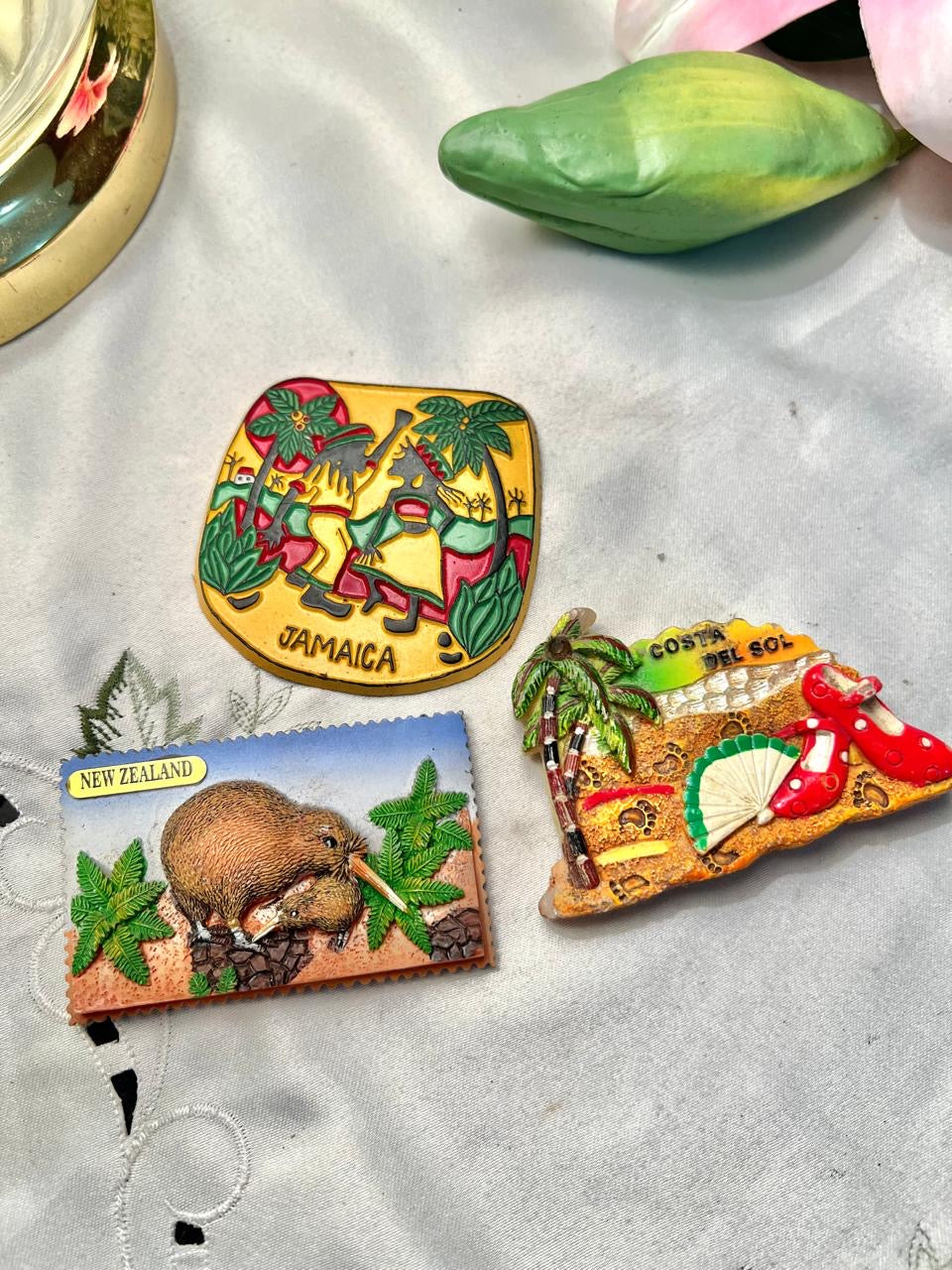 Jamaica, New Zealand & Tropical Island Souvenir Set – 3 Pcs