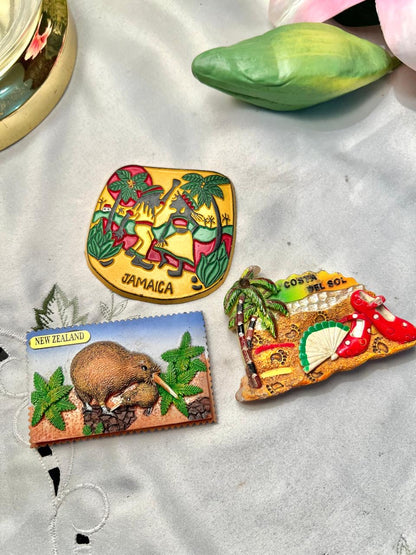 Jamaica, New Zealand & Tropical Island Souvenir Set – 3 Pcs