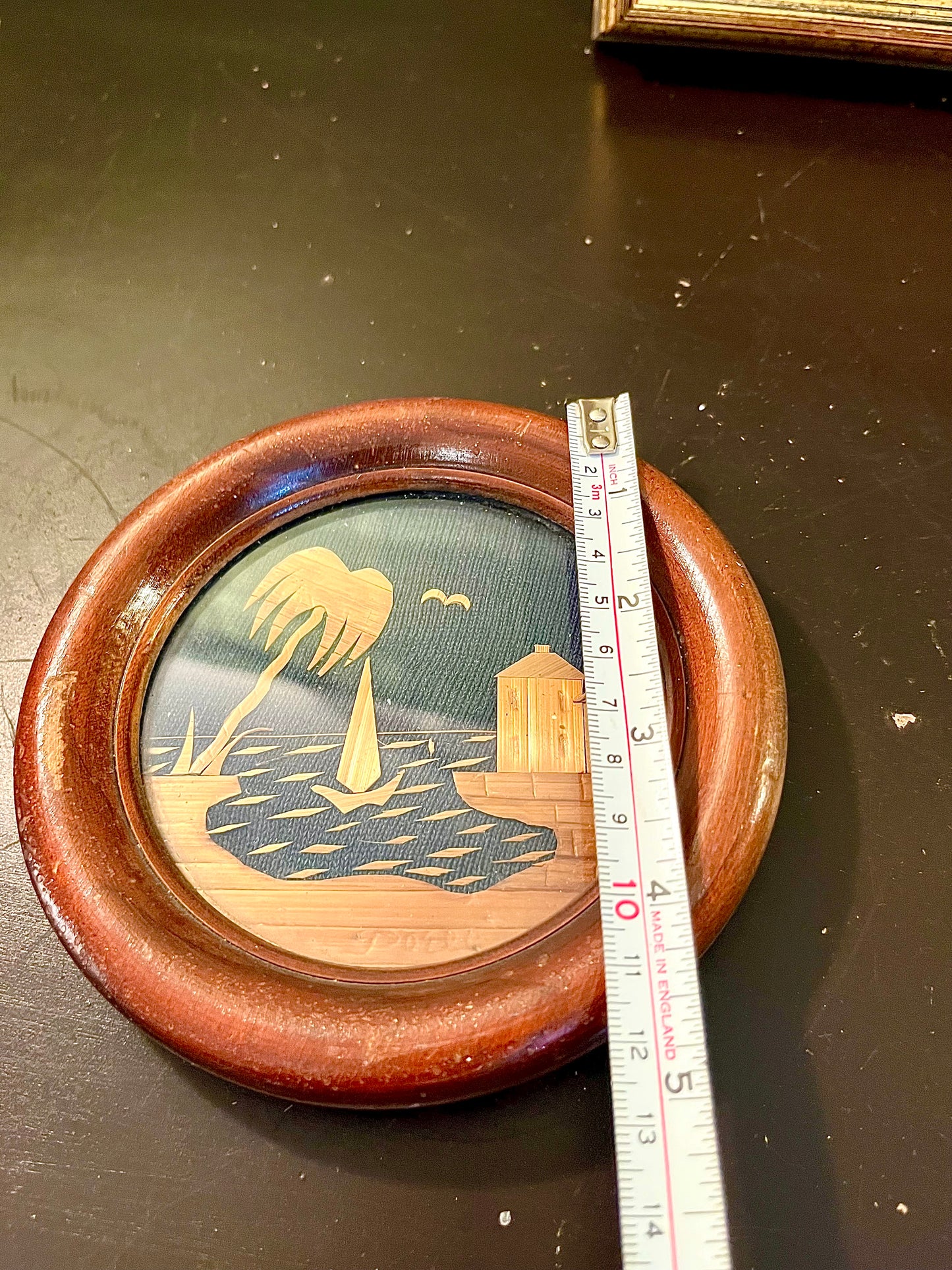Vintage Straw Art Sailboat Wall frame  12 cm