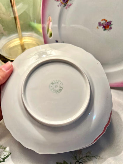 5-Piece German Floral Plate & Serving Platter Set 8.5 in
