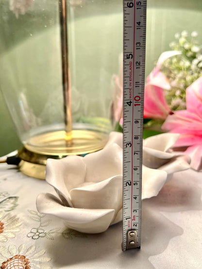 Vintage Ceramic White Flower Candle Holders 2-Piece Set Approx. 7 cm