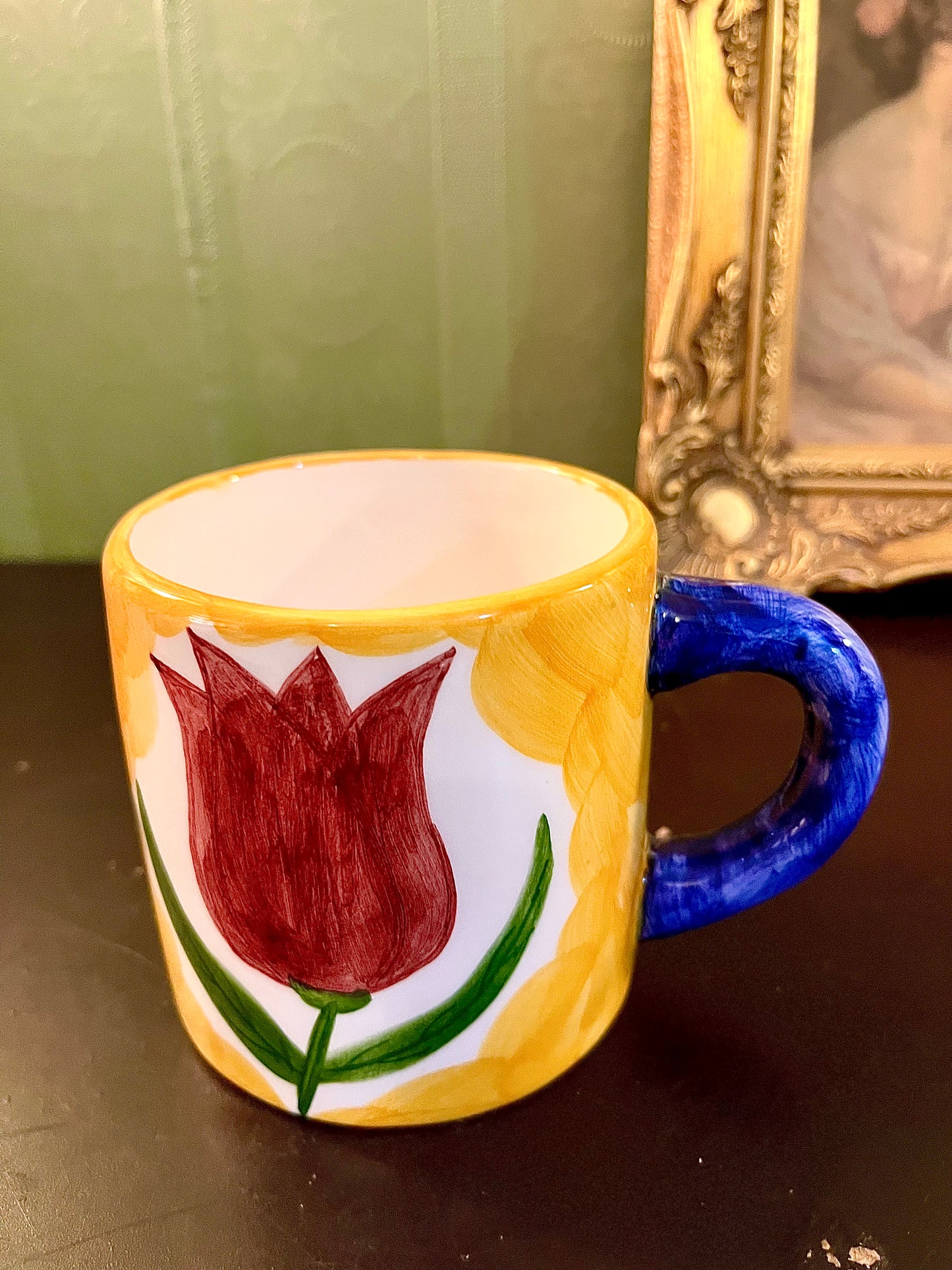 Hand Painted Tulip Ceramic Coffee Mug 4 Inch