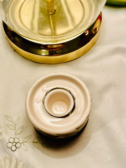 Vintage Cream Ceramic Round Candle Holder 7cm