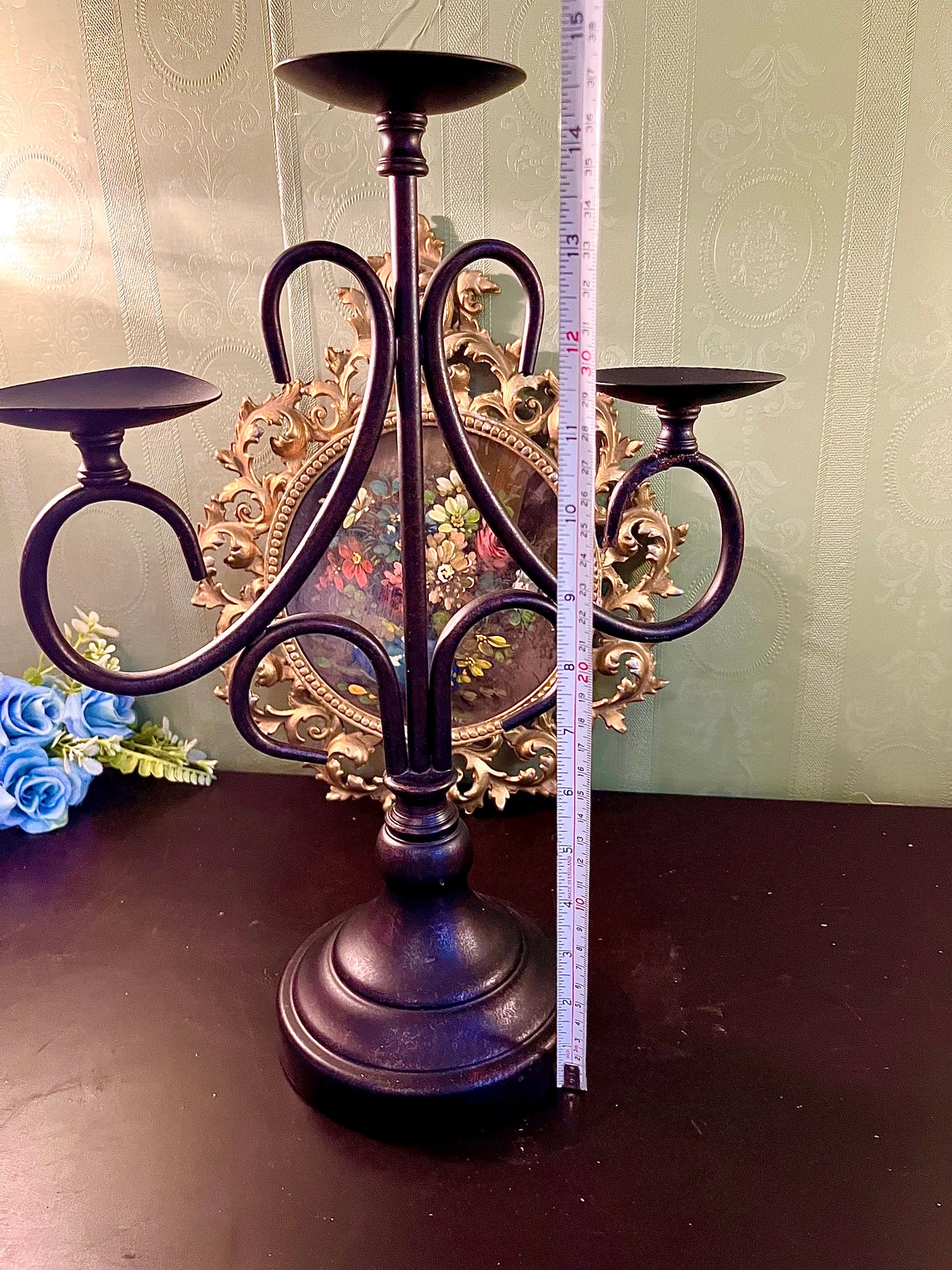 Three Arm Metal Candelabra Candle Holder Stand