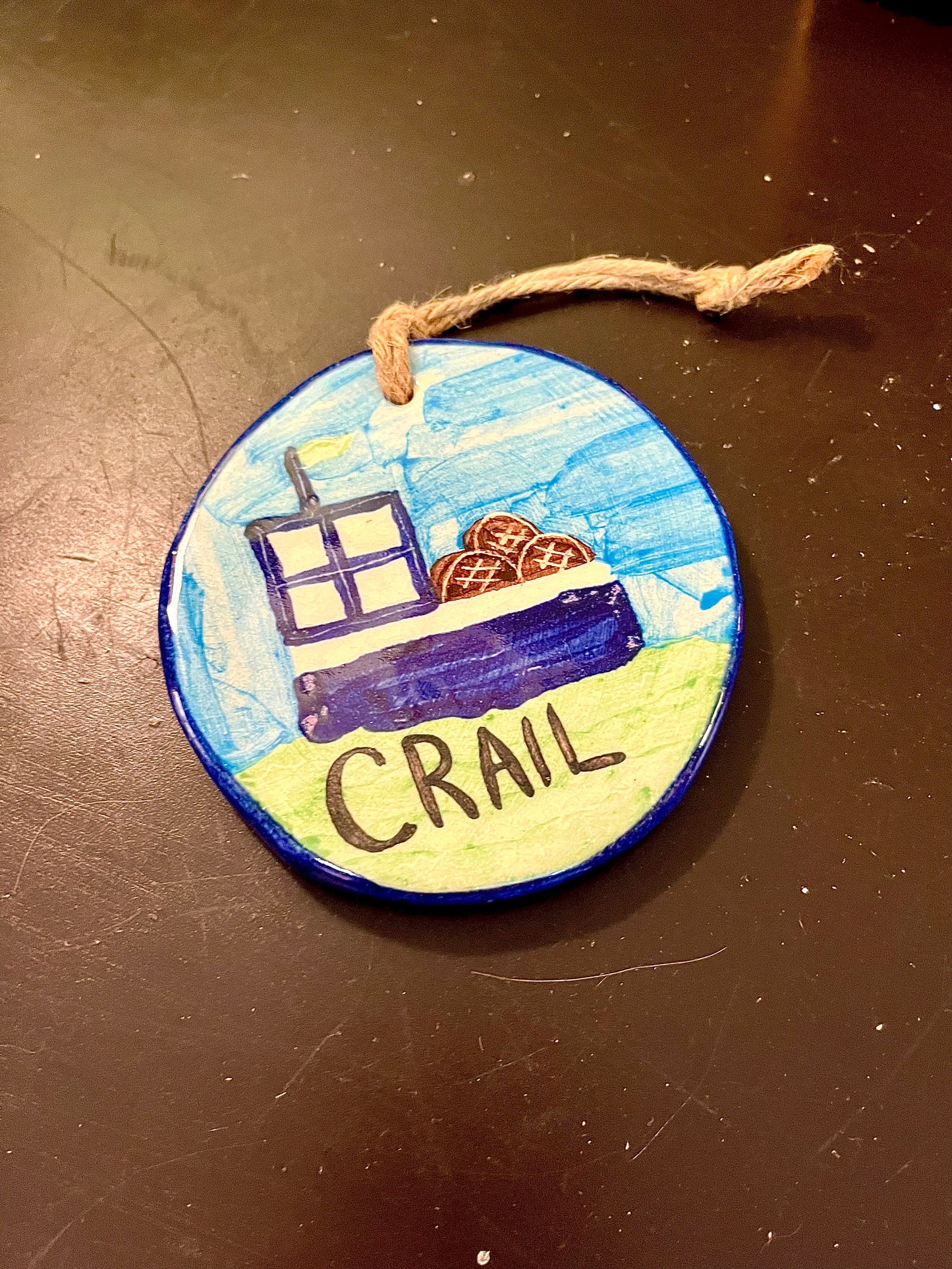Hand-Painted Coastal “Crail” Hanging Plaque 10 cm