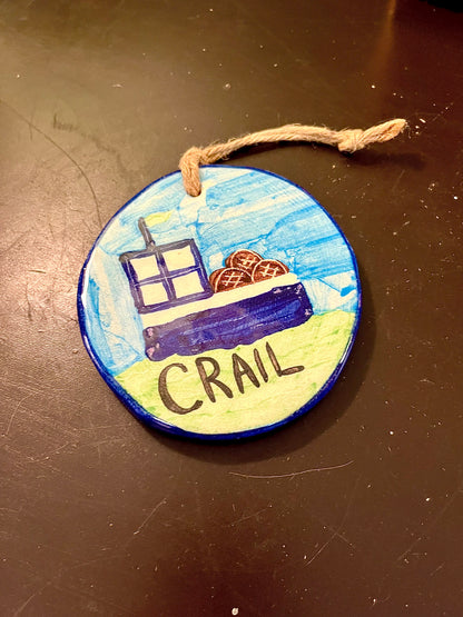 Hand-Painted Coastal “Crail” Hanging Plaque 10 cm