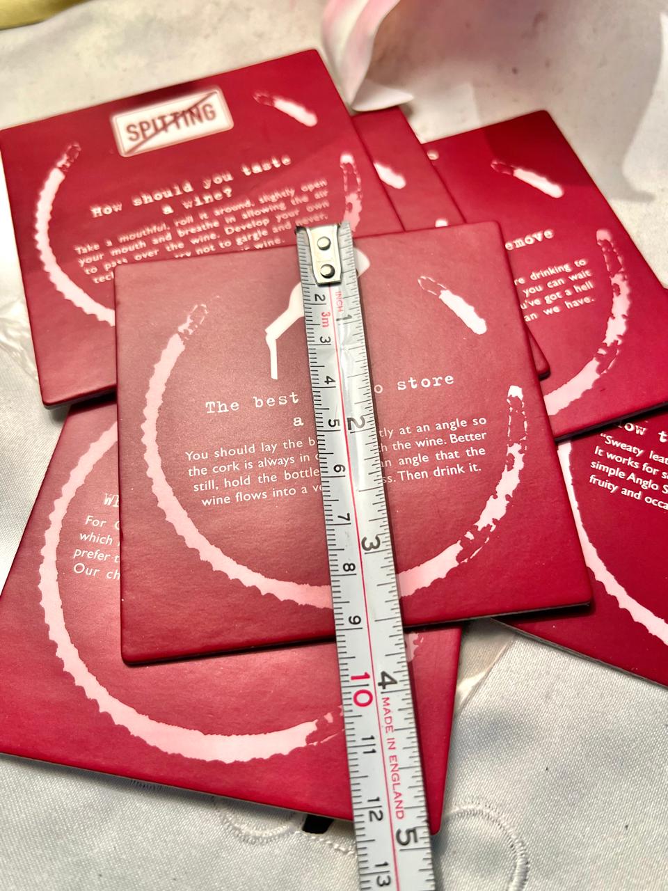 Virgin Wines Red Wine-Themed Coasters set of 6 Approx. 12 cm