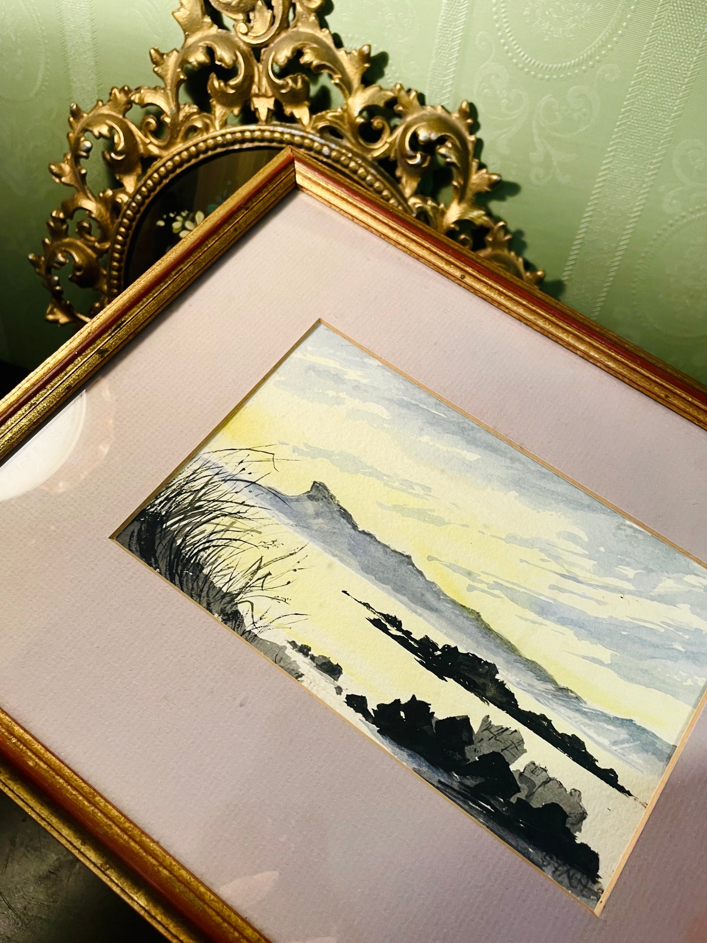 Vintage Framed Watercolour Landscape Painting 15 Inch