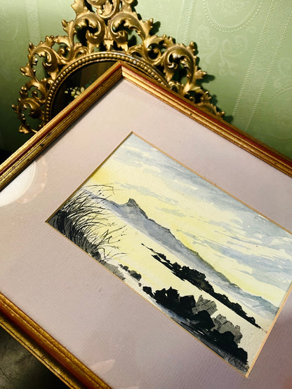 Vintage Framed Watercolour Landscape Painting 15 Inch