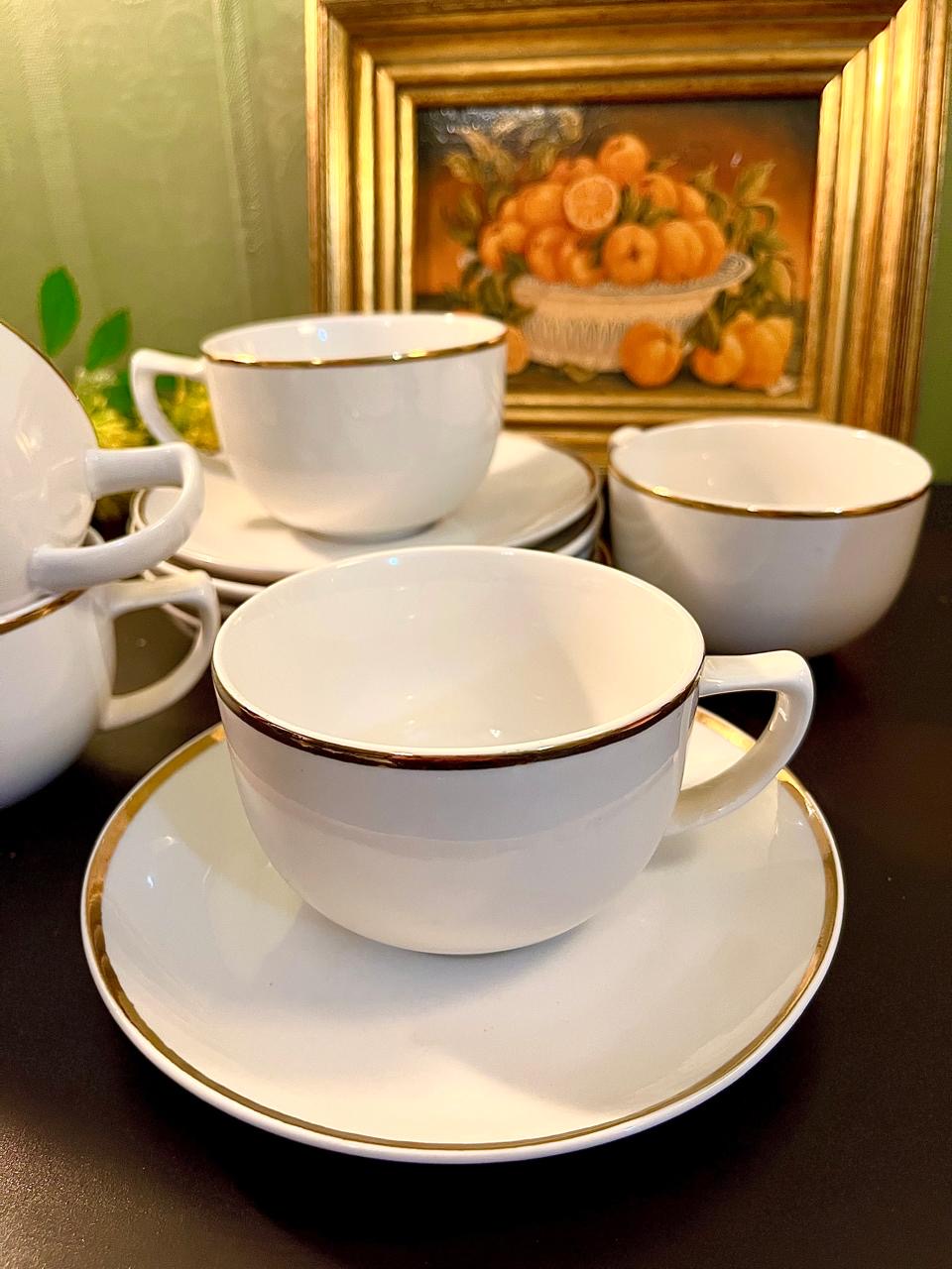 Royal Worcester Gold Rim Fine Bone China Tea Set – 10 Piece