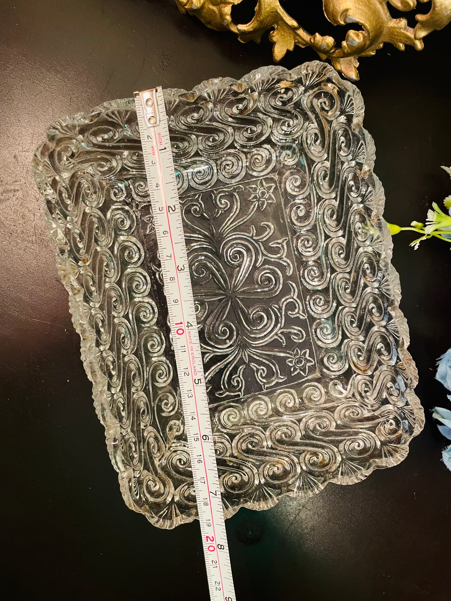 Vintage Crystal Glass Rectangular Tray