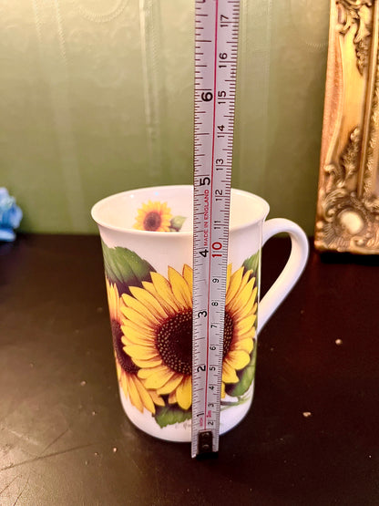 Sunflower Fine Bone China Mug | Floral Coffee & Tea Cup