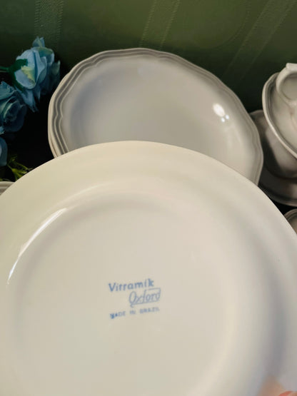 Vitramik Oxford Grey Rim Dinnerware Set For Six