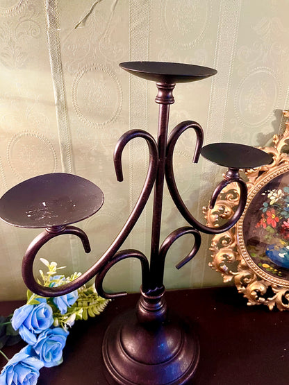 Three Arm Metal Candelabra Candle Holder Stand