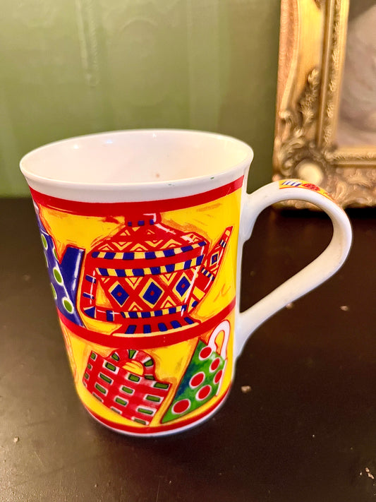 Colorful Teapot Ceramic Coffee Mug 4 Inch