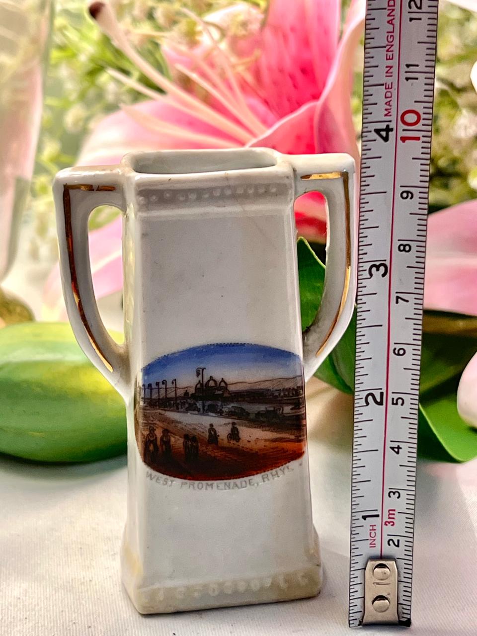 Vintage Rhyl West Promenade Souvenir Vase Approx. 4 in