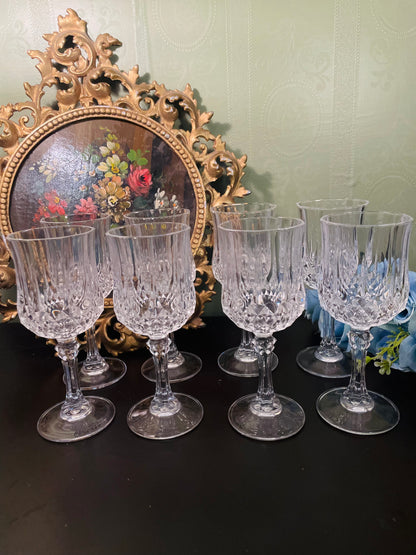 Vintage Crystal Decanter Set with 8 Stem Glasses