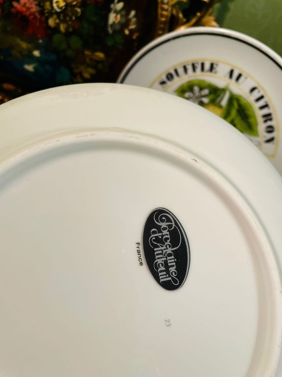 Vintage Porcelaine d’Auteuil France Lemon Dessert Plates – Set of 2