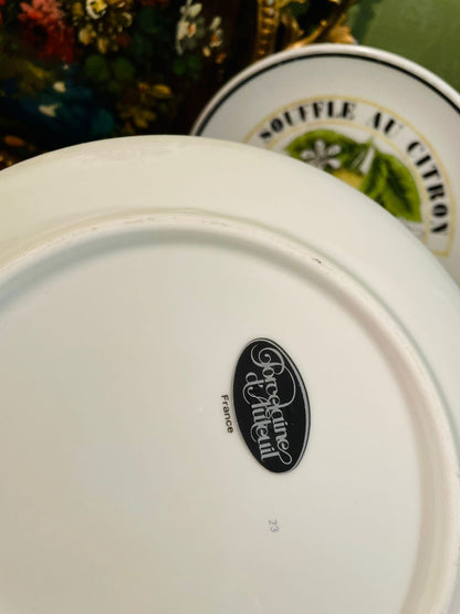 Vintage Porcelaine d’Auteuil France Lemon Dessert Plates – Set of 2