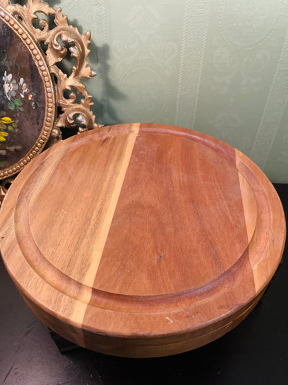 Acacia Wood Cheese Board & Stainless Steel Cheese Knife Set Round