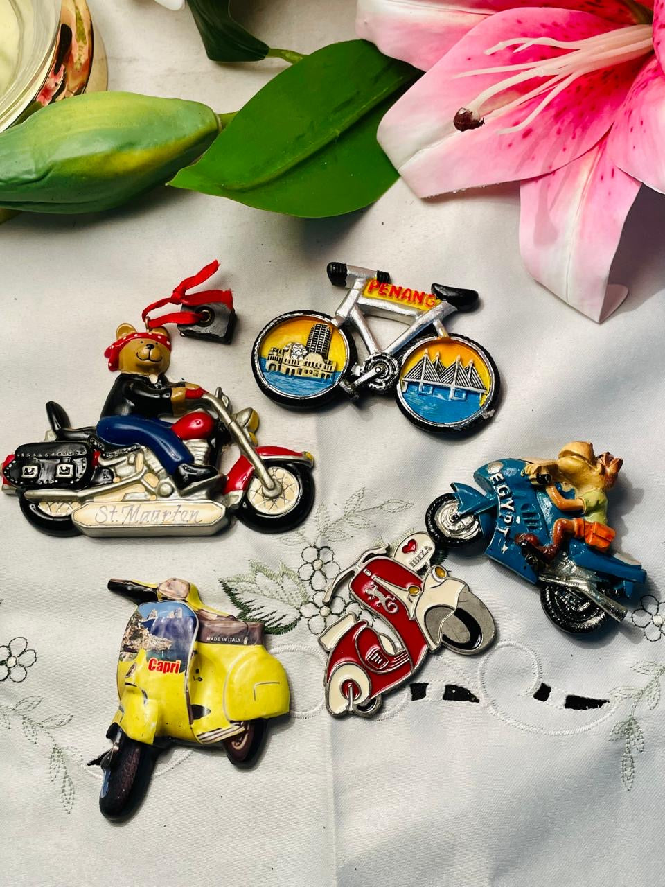 Fridge Magnet 5-Piece Motorcycle & Bicycle Travel Souvenir Decor Set
