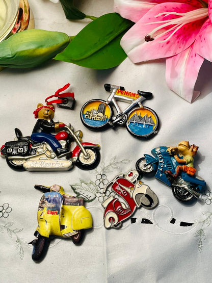 Fridge Magnet 5-Piece Motorcycle & Bicycle Travel Souvenir Decor Set