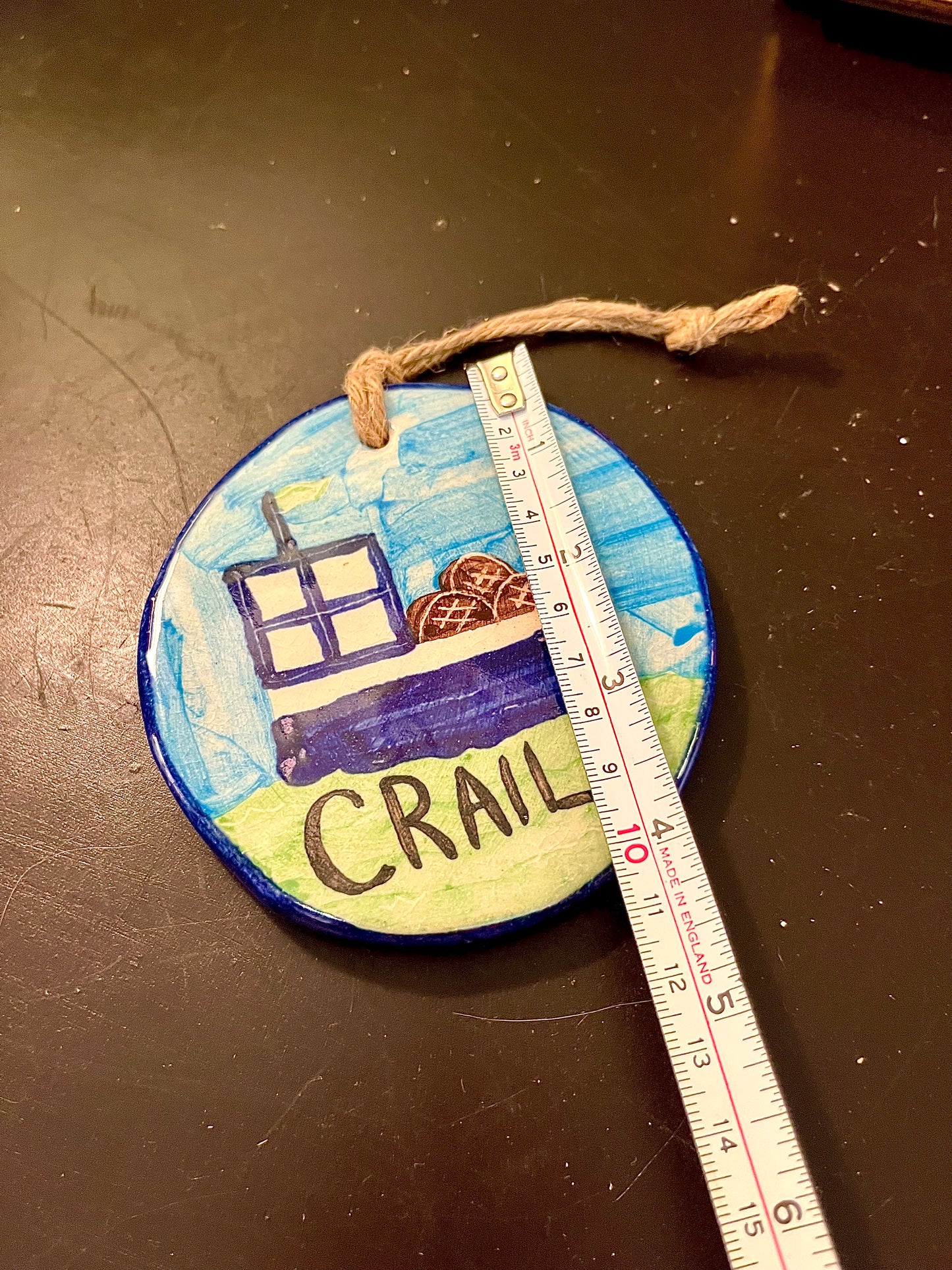 Hand-Painted Coastal “Crail” Hanging Plaque 10 cm