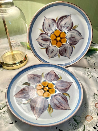 Hand Painting Denby Chatsworth Floral Blue Decorative Plate 26cm England ( Each)