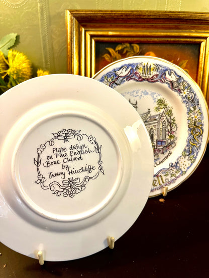 Set of 2 Whitwell St Lawrence Church English Bone China Souvenir Plates – Jenny Hinchliffe – 20cm