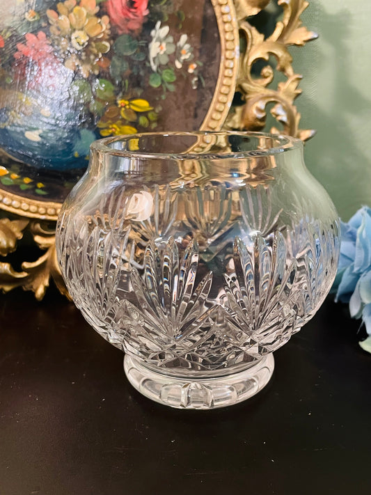 Vintage Crystal Glass Round Vase