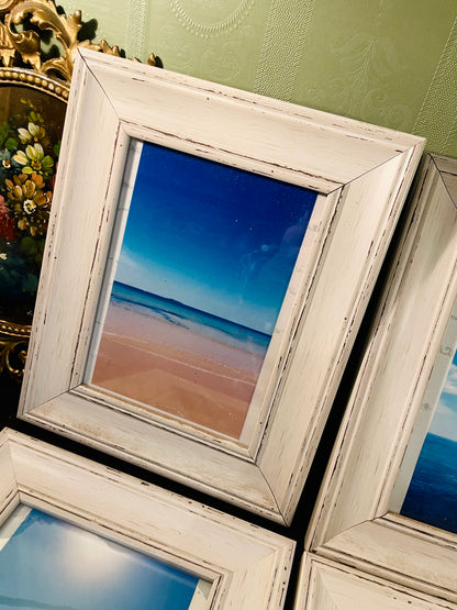 Set of 4 Distressed White Wooden Photo Frames | Rustic Gallery Display