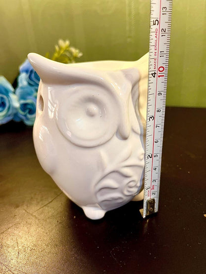 White Ceramic Owl Oil Burner | Wax Melt Burner Home Décor