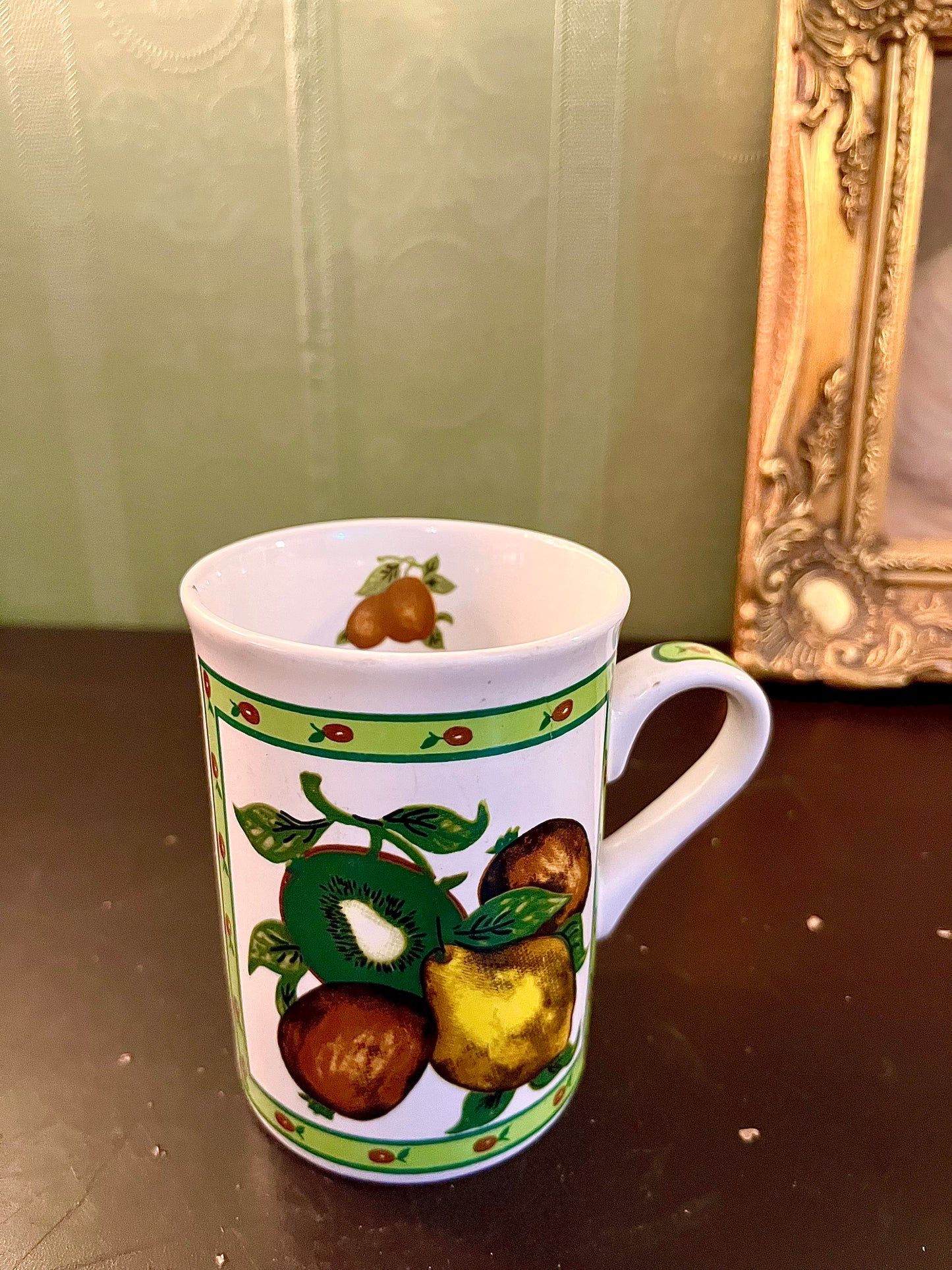 Fruit Print Ceramic Coffee Mug – Vintage Tea Cup | Orchard Design