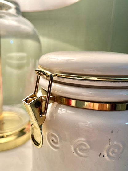 White Ceramic Clamp-Lid Storage Jar Airtight 17cm