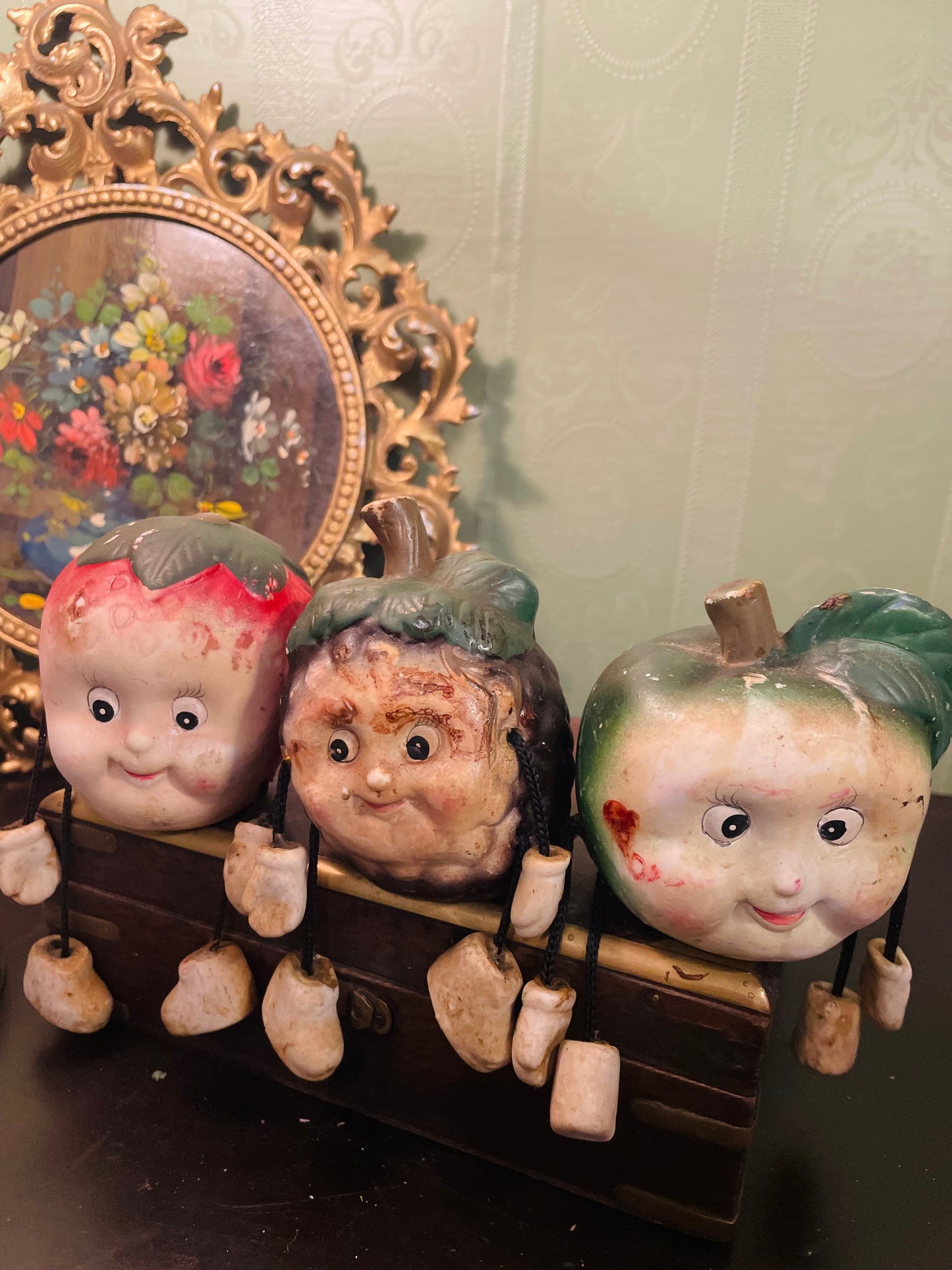 Vintage Fruit Character Shelf Sitter Figurines With Dangling Legs