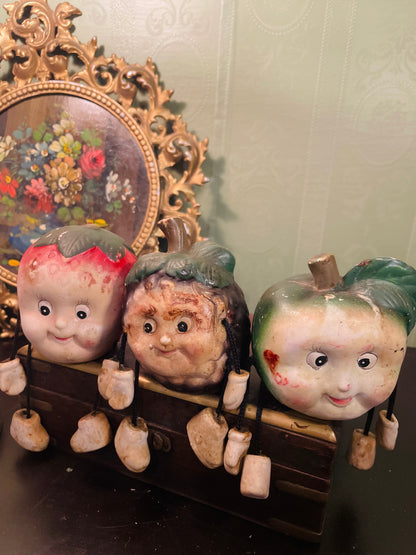 Vintage Fruit Character Shelf Sitter Figurines With Dangling Legs