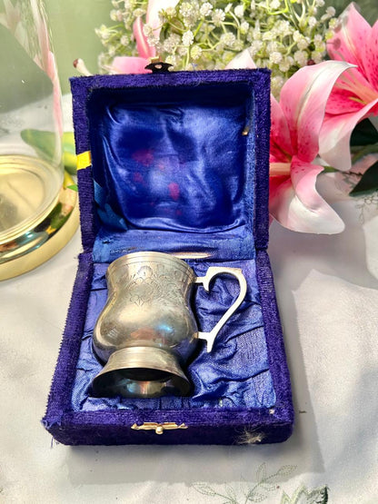Silver Engraved Footed Mug 8 cm
