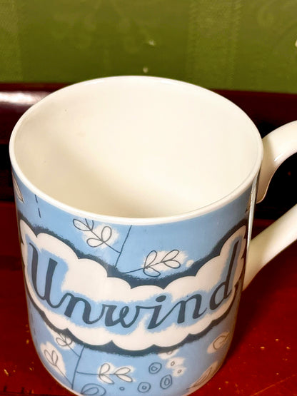Repeat Repeat Serenity Blue Floral Bone China Unwind Mug