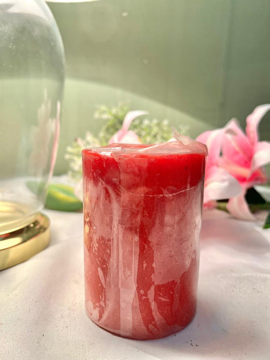 Vintage Red Pillar Candle – Made in Thailand – 4 Inch