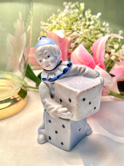 Blue & White Child Figurine Holding Dice 11cm