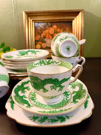 Vintage Green Dragon Fine Bone China Tea Set – 12 Piece England