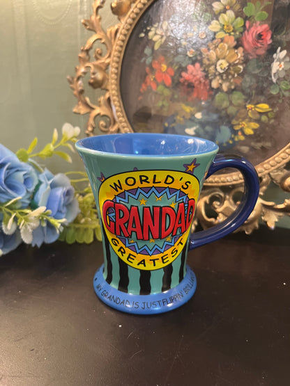 World’s Greatest Grandad Ceramic Mug – Colourful Vintage Novelty Cup