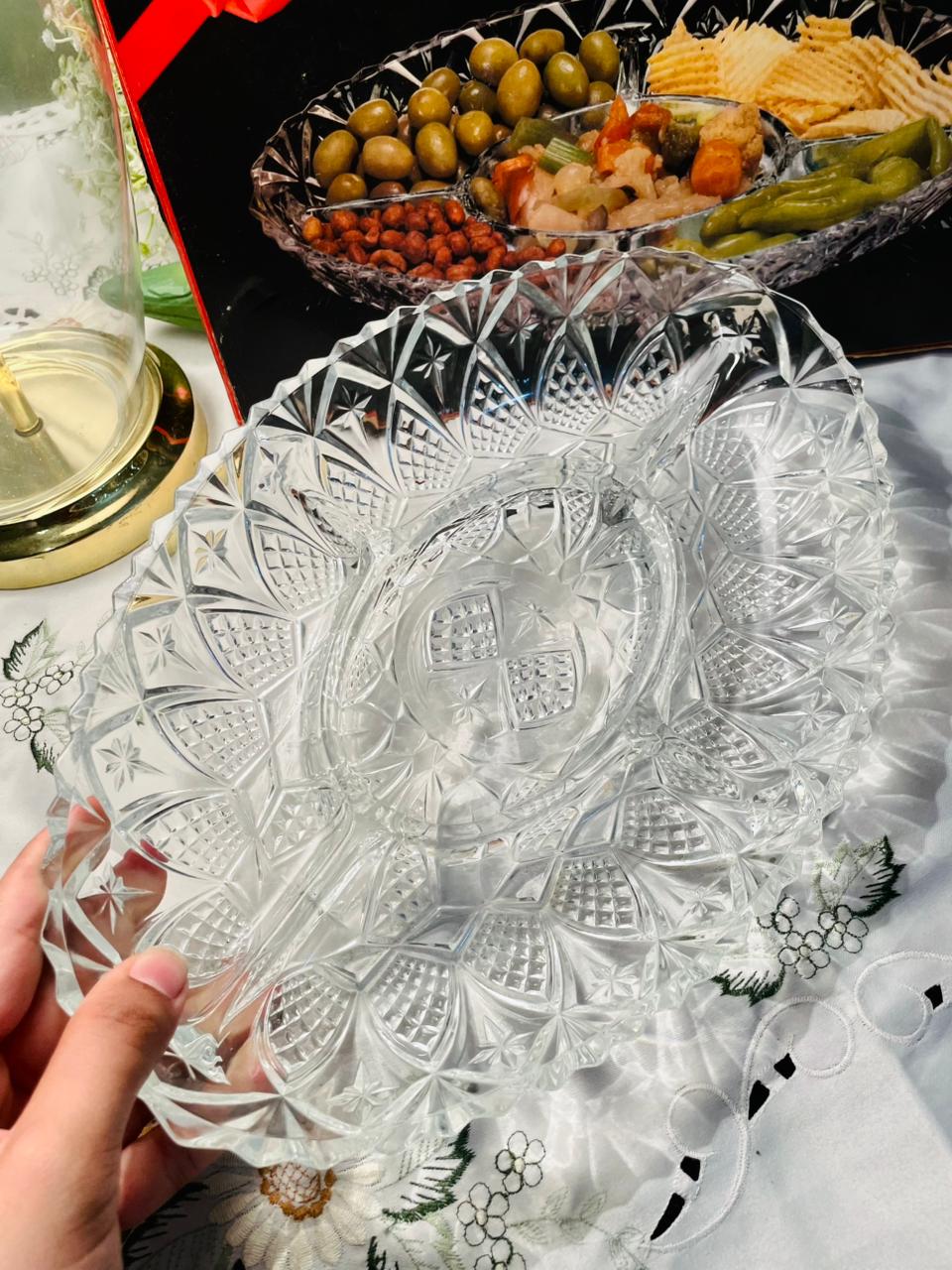 Moldavia 5-Compartment Crystal Serving Platter 12 inch Box Pack