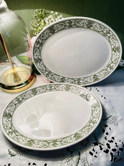 Steelite England Green Ornate Dinner Plates Set of 2 28 cm