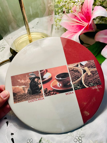 Vintage Coffee-Themed Round Cutting Board Approx. 20 cm