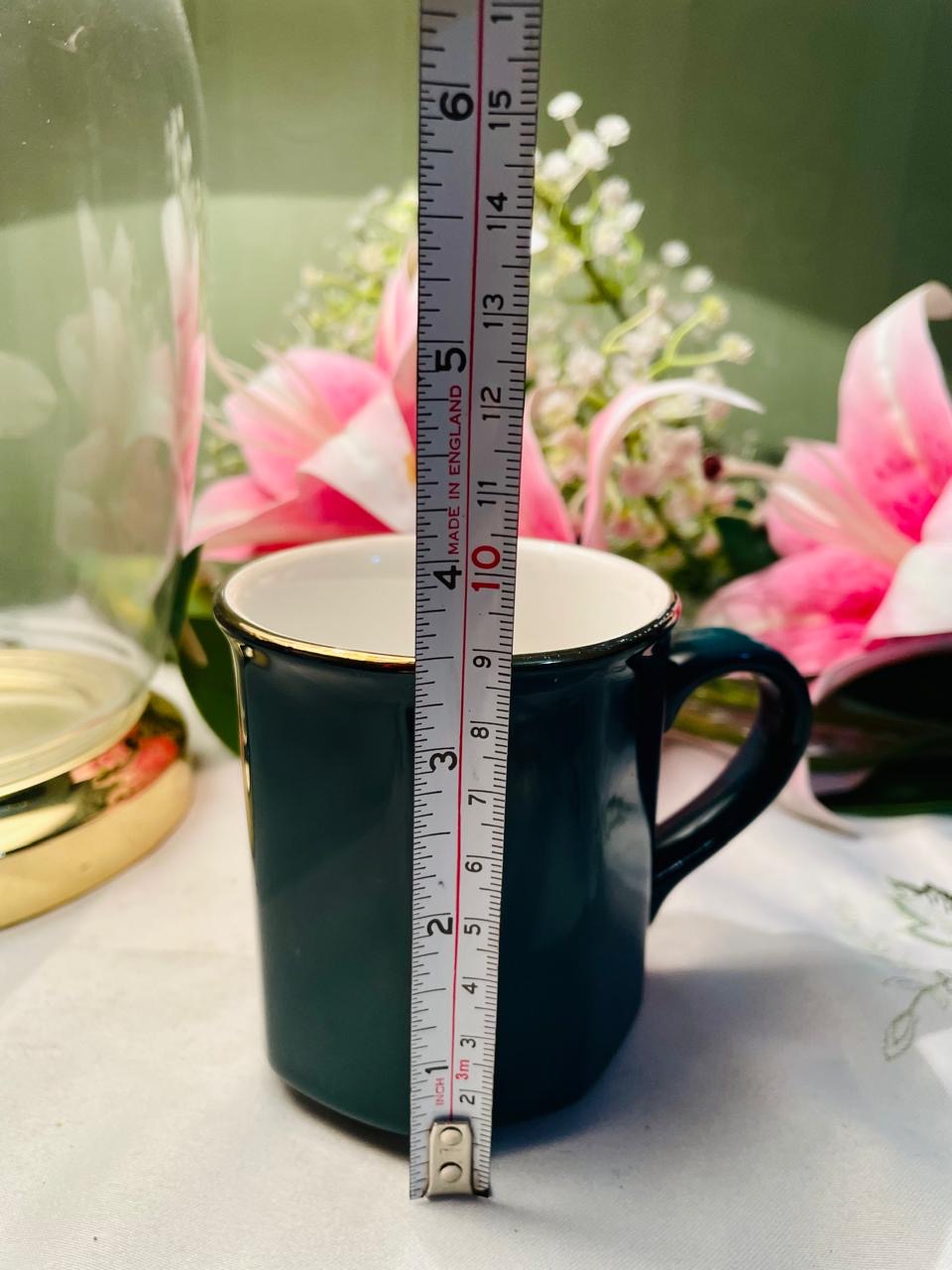 Dark Green Mug with Gold-Tone Rim