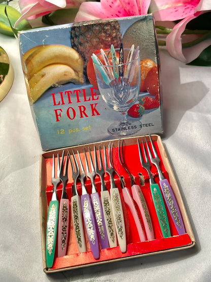 Vintage Stainless Steel Little Fork Set 12-Piece Approx. 10 cm